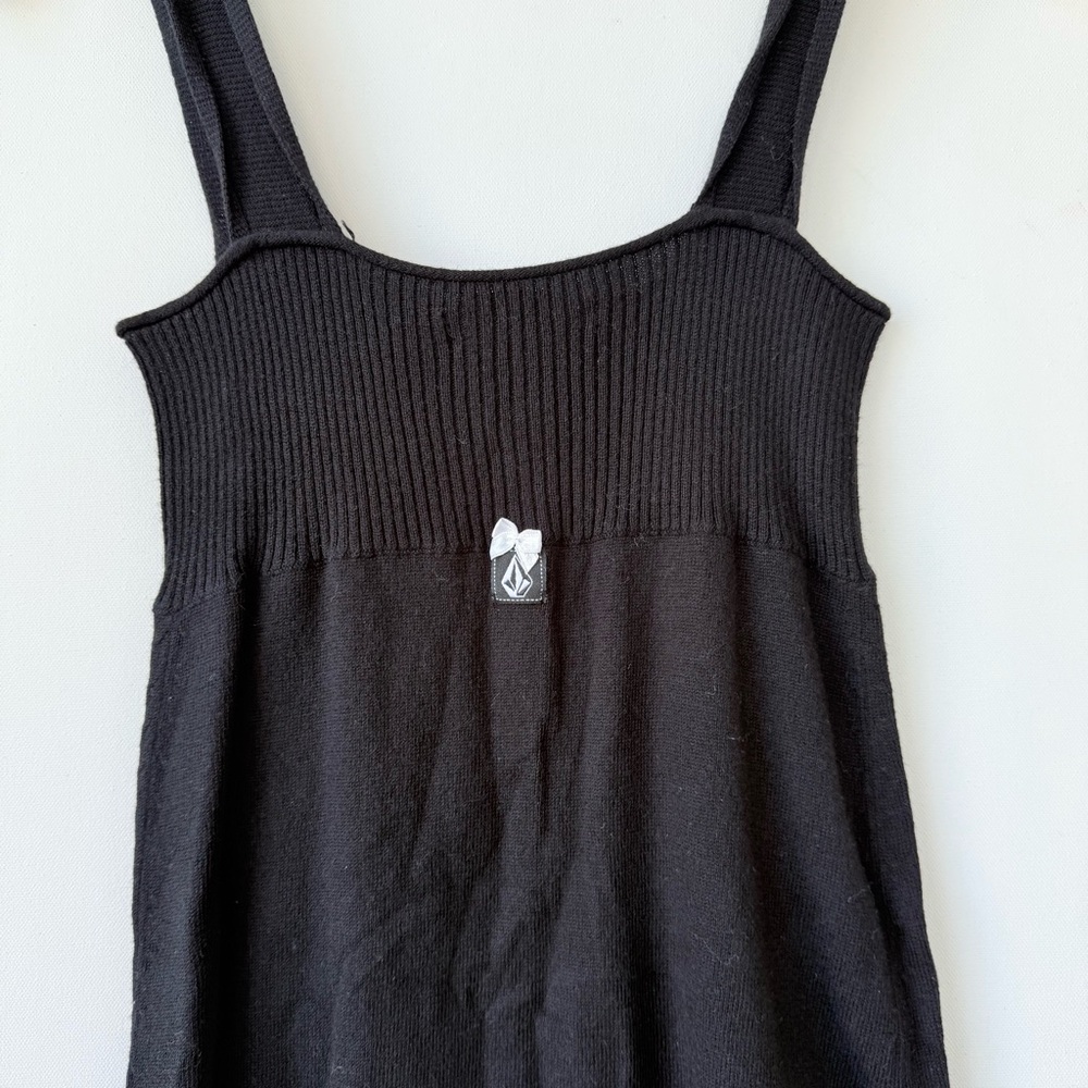 Volcom Black Ribbed Mini Dress with Button Front - Picture 8 of 9
